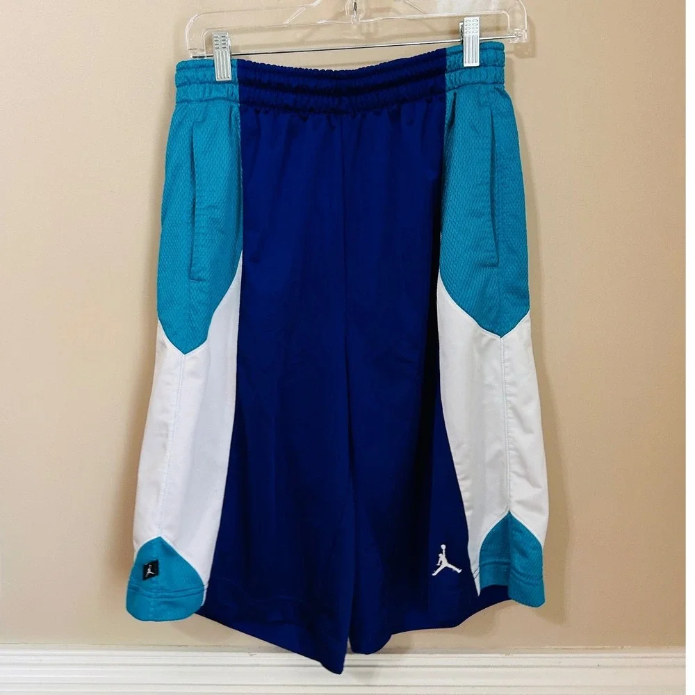 Jordan Vintage Durasheen Basketball Shorts Jumpman Royal Blue Teal White Size M